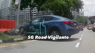 16mar2024 punggol GetGo Carsharing mazda 3 drove up on to pavement amp hit lampost [upl. by Iroj]