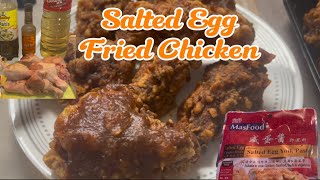 Cooking Salted Egg Fried Chicken  Vlog 14 [upl. by Emsmus]