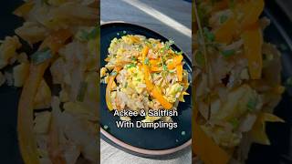 Quick and simple ackee amp saltfish with dumplings ✅ jamaican jamaicanfood food ackee [upl. by Lockhart]