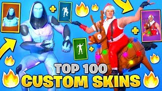 Top 100 Fortnite Custom Skins Christmas Skins Male Glow [upl. by Ellinet]