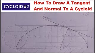 How to Draw a Tangent and Normal to a CYCLOID in Technical Drawing  Draw a Tangent to a Cycloid [upl. by Bashemath847]