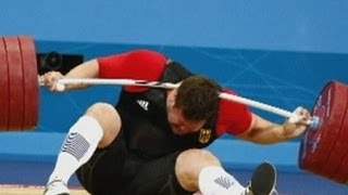 Weight drop German Matthias Steiner drops nearly 200kg on neck at Olympics 2012 weightlifting [upl. by Jona]