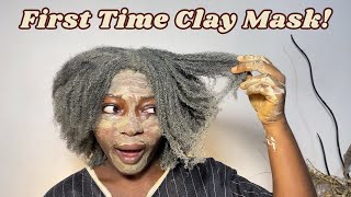 First time doing a CLAY MASK after 5 YEARS of being natural  Protective style prep [upl. by Nomis]