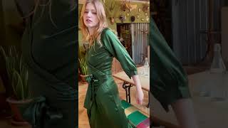 Green Silk Jumpsuit Wide leg playsuit Wedding Guest Outfit [upl. by Roma]