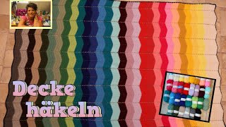 DIY gehäkelte Decke mit Wellenmuster und aus 30 verschiedenen Farben einfaches Häkelmuster [upl. by Knitter]