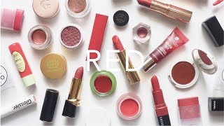 Red Colour Mood  Lipstick Blush Eyeshadow and Accessories  AD [upl. by Glori]