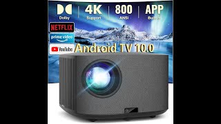 HAPPRUN Android TV Projector Review – Pros amp Cons Native 1080P 800ANSI Movie Projector [upl. by Adnohsek]