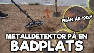 SKATTJAKT PÅ BADPLATS  Metalldetektor  Fynd från 1907 [upl. by Richia82]