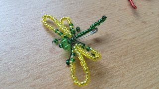 Grüne LIBELLE aus Glasperlen Brosche aus Glasperlen MODESCHMUCK Annas Perlen [upl. by Yelik]