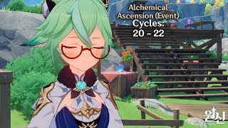 Genshin Impact  Alchemical Ascension Event  Cycles 20  22 Alchemy Exam Rubedo Imminent [upl. by Tomaso522]