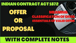 Offer I Types of offer I Essentials of valid offer I Indian contract act 1872 [upl. by Elleinwad221]