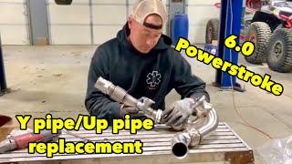 60 Powerstroke leaky Y pipeUp pipe replacement [upl. by Zilber214]