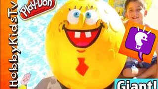 GIANT SpongeBob Round Face PlayDoh Egg Surprises by HobbyKidsTV [upl. by Asyl]