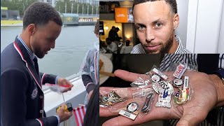 Steph Curry and Derrick White TRADE their OLYMPIC BADGES with other USA Athletes  Paris 2024 [upl. by Dibrin]