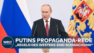 PUTINS PROPAGANDAREDE zur Annexion besetzter Gebiete in der Ukraine  WELT DOKUMENT [upl. by Macnair]