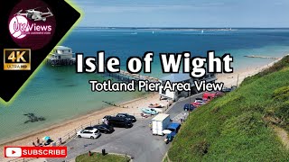 Drone View of Isle of Wight Totland Pier Area Aerial Footage [upl. by Aikenat]