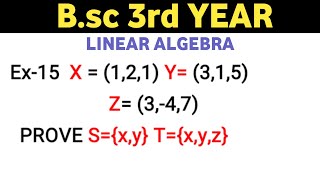 Bsc 3rd Vector Space Subspace Spanned Linear Combination Linear Algebra Basis And Dimensions [upl. by Perrie962]