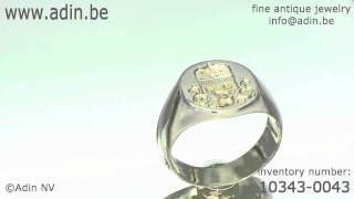 Antique gold estate signet ring seal ring mens family arms ring 103430043 [upl. by Enialed]