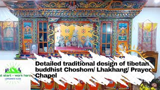 Detailed traditional design of Tibetan buddist Choshom Lhakhang Prayer Chapel [upl. by Lasala]