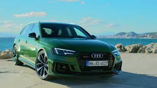 New Audi RS4 Avant Sonoma Green driving footage [upl. by Dhiren]