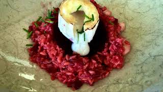 Risotto mit roter Bete Birnen und überbackenem Ziegenkäse  vegetarisch  Untertitel [upl. by Leirud]