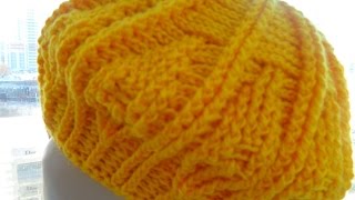 Рельефная шапочка берет крючком 1 часть Relief cap takes Crochet Шапка 36 [upl. by Kinna]