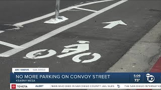 San Diegos Convoy Street converts parking to protected bike lanes [upl. by Sletten]