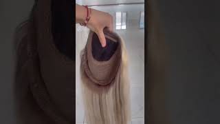 Most realistic scalp silk wefted topper blonde balayage color [upl. by Carrol]