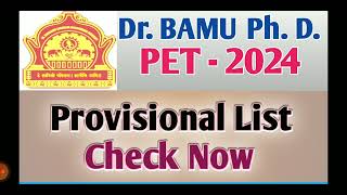 Dr BAMU CSN PET Provisional merit list check nowLifestechnotips [upl. by Idner676]