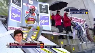 CRASH Richard Freitag  412018 Innsbruck AUT SKI Jumping [upl. by Assyram]