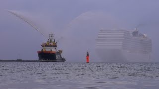 Exklusiv  Erstanlauf MSC Poesia  Rostock Warnemünde amp 3 fach Anlauf [upl. by Annahpos645]