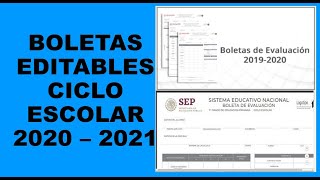 Soy Docente BOLETAS EDITABLES CICLO ESCOLAR 2020 – 2021 [upl. by Scheer17]