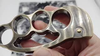 HAWKBILL BLADE AUTOMATIC KNUCKLE KNIFE ANTIQUE FINISH [upl. by Helman]