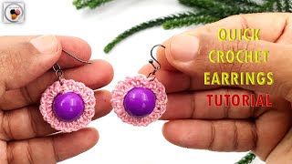 Quick and Easy Beaded Crochet Earrings – Simple DIY Tutorial [upl. by Nosidda]