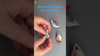 Schiffchen aus Geldscheinen falten DIY ⛵️💸 schiff diy geldschein shorts [upl. by Atsyrhc]