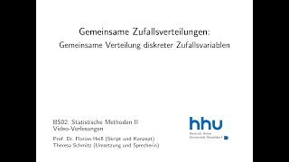 Statistik 2 52 Gemeinsame Verteilung diskreter Zufallsvariablen [upl. by Lenahs]