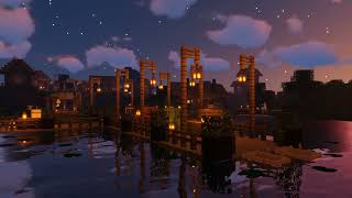 Minecraft  down by the river bank in the evening with music [upl. by Adym]