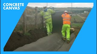 Concrete Canvas CC Ditch Lining  M1 UK  CostainCarillion Joint Project [upl. by Onaled]