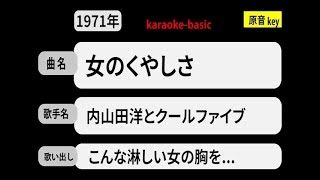 カラオケ， 女のくやしさ， 内山田洋とクールファイブ [upl. by Ahoufe]