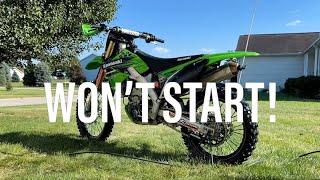 KX250F WONT START FIXING ALL THE PROBLEMS [upl. by Edurtreg]