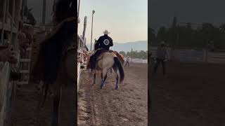 Richmond Champion of Stevensville scores 845 in barebacks Friday at the Missoula Stampede [upl. by Kentigera185]