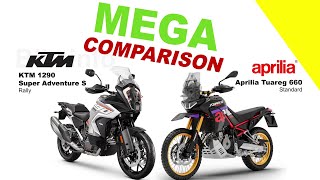 KTM 1290 Super Adventure S vs Aprilia Tuareg 660  MEGA COMPARISON bikeinfo199 bikecompare [upl. by Okomot]