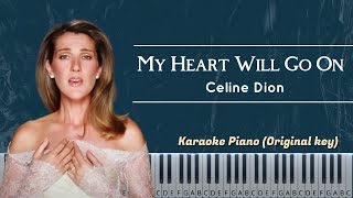 My Heart Will Go On  Celine Dion  Karaoke Piano Original Key [upl. by Bauske]