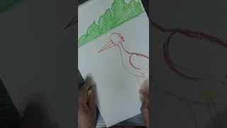 How to draw flamingo with fish oil pastel colouryputubeshorts art [upl. by Carrel]