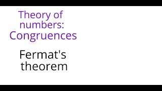 Theory of numbers Fermats theorem [upl. by Vastah]