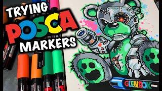 TRYING POSCA PAINT MARKERS for the FIRST TIME [upl. by Halimeda]