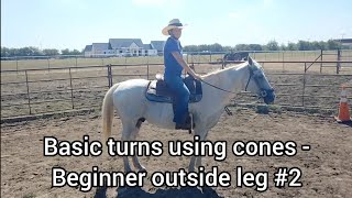 Beginner Western Riding  Basic turns using a cone  Outside Leg button 2 Indirect and direct rein [upl. by Aihsekin]