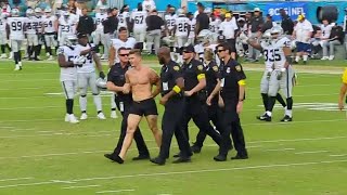 streaker runs on the field at RaidersJaguars game all angles [upl. by Aihsemaj]