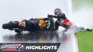 INSANE Motorcycle Race In The Rain MotoAmerica HONOS Superbike Race 1 Highlights at Alabama 2021 [upl. by Mcleod589]