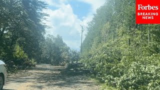 Footage Shows Debris Left In The Wake Of Hurricane Helene In Lake Lure North Carolina [upl. by Erle]